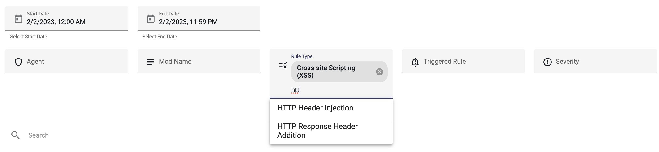 Screenshot of the updated Advanced Search filter panel on the Events page
