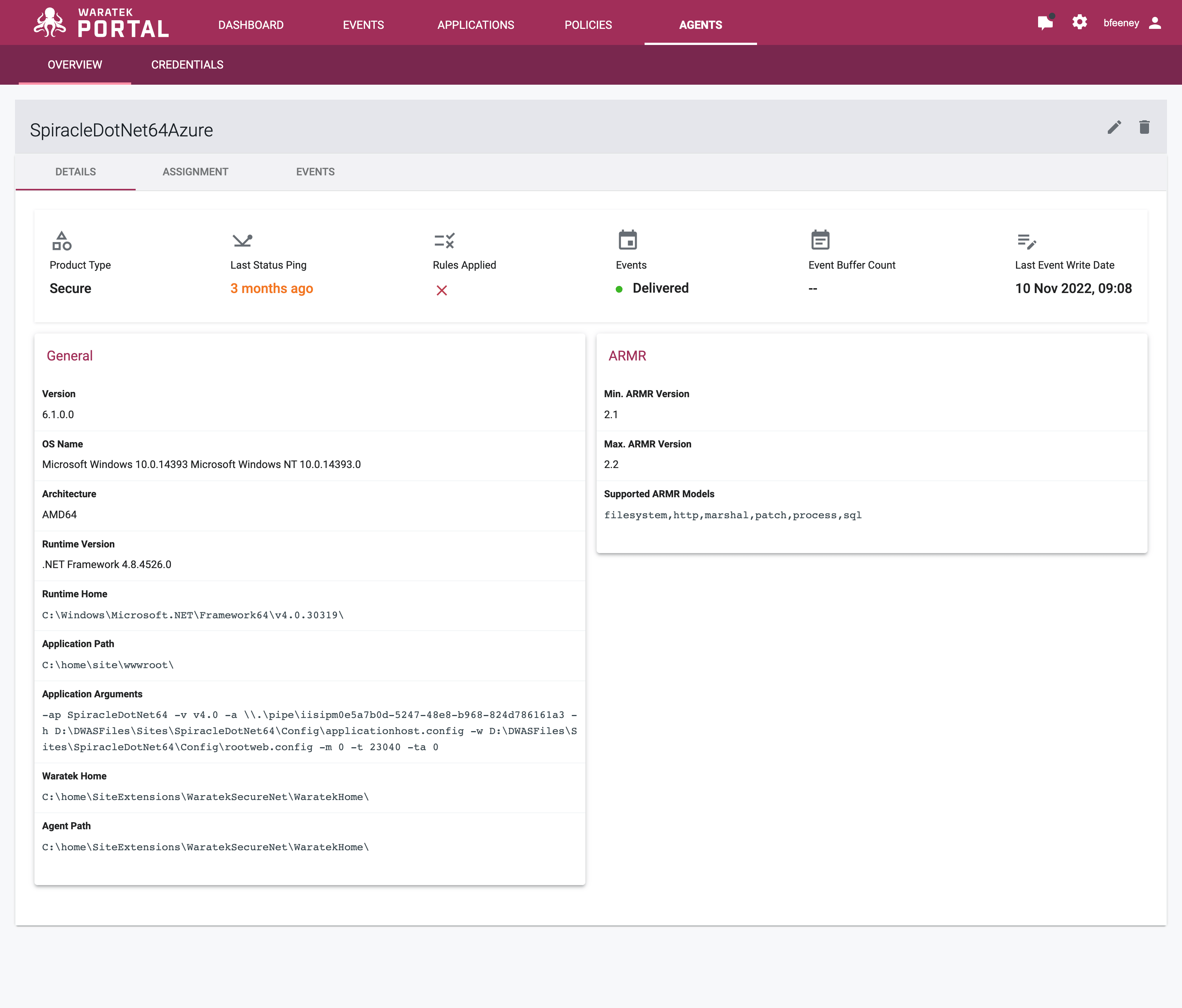 Screenshot of the revised Agent Details page layout showing high level information