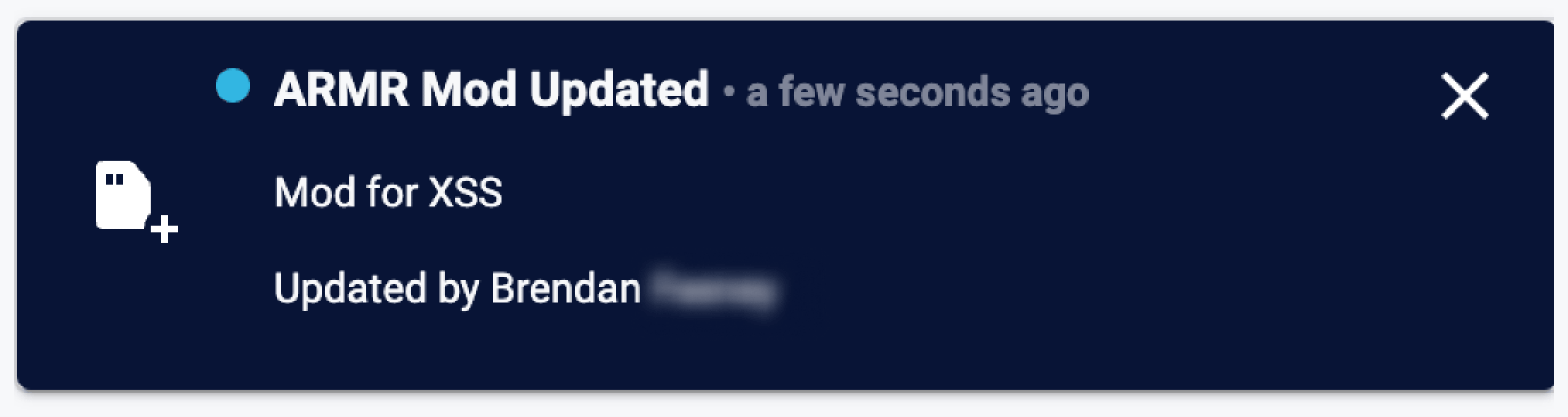 Screenshot of a confirmation pop-up notifying logged in users of a live change