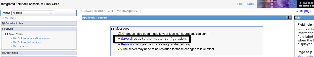 Screenshot of enabling the SecureAgent on WebSphere Application Servers with Security Manager