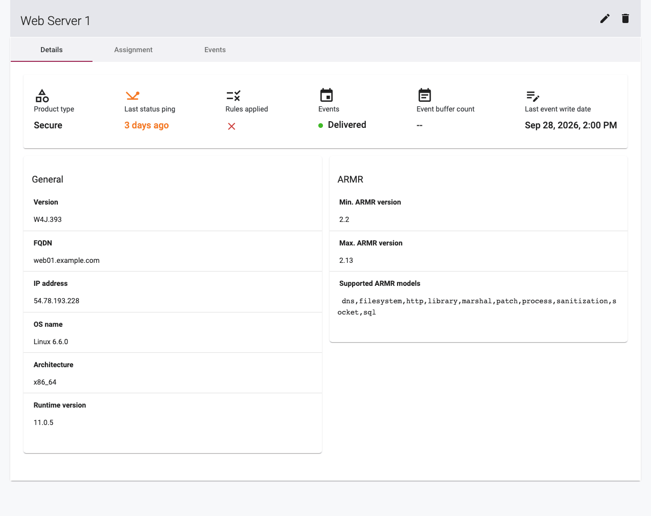Screenshot of the Agent Details page showing activity overview